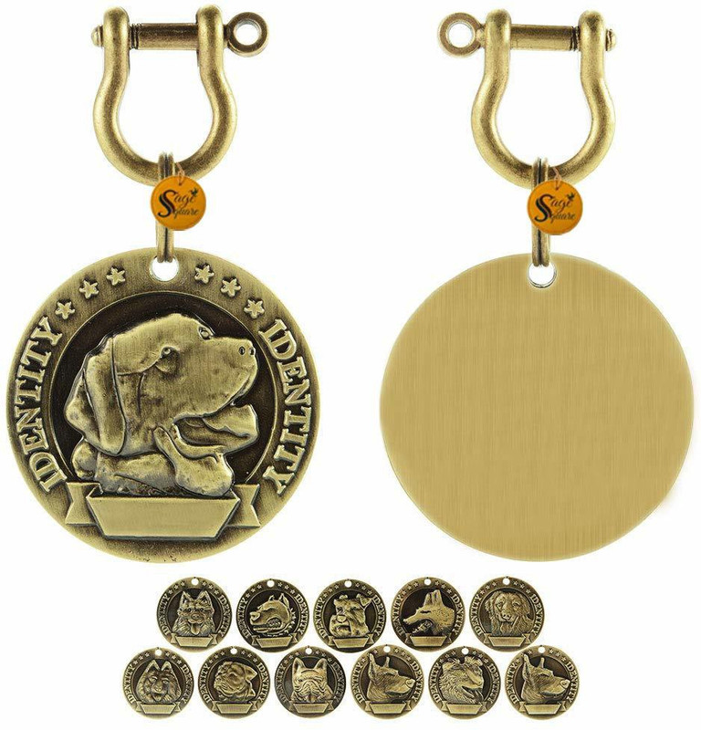Sage Square Plain Dog Collar Charm(Bronze, Other)