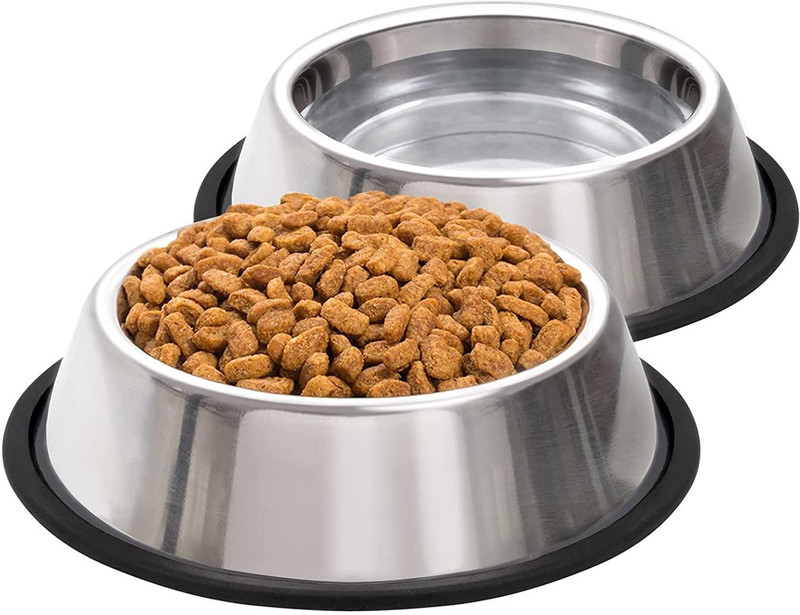 chullbull pet products Dog Bowls 2 Pack, Stainless Steel Pet Feeding Water Bowls Silver Plated, Stainless Steel Pet Bowl(400 ml Silver, Steel)