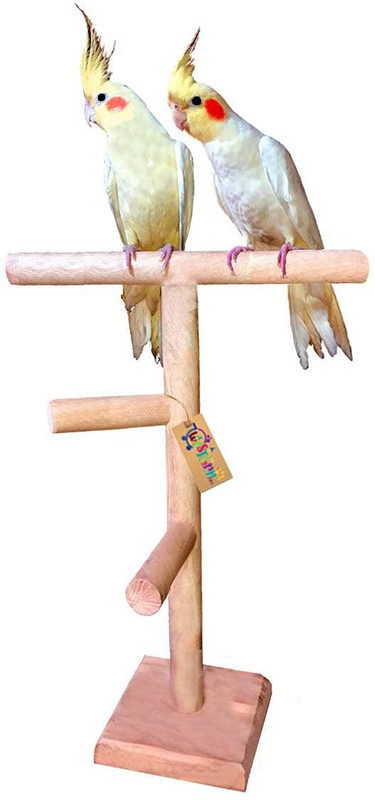 Western Era 13"/33cm Natural Wood Training, Exercise 2 Stairs Playful Perch Bird Stand/Toy Bird Play Stand