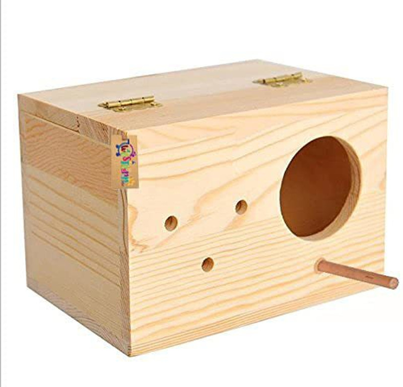 Western Era Natural Wood Bird Nest, Breeding Box with Perch for Small Bird/Finch (9Inch) Bird House(Wall Mounting)