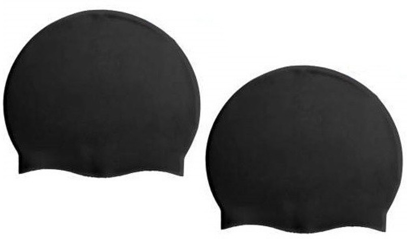 HHS SPORTS Silicone swimming cap Black color (pack of 2) Swimming Cap(Black, Pack of 2)