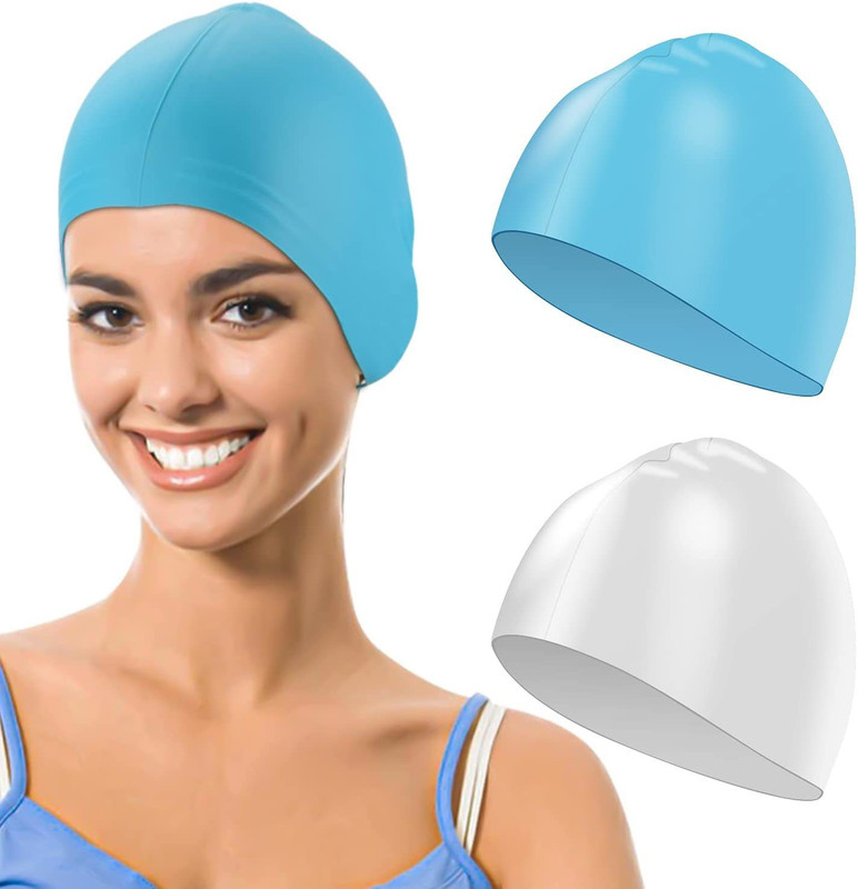 HHS SPORTS Silicone swimming cap blue & White (pack of 2) Swimming Cap(Multicolor, Pack of 2)