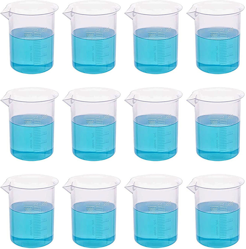 GVSSCO Plastic Beaker 250ml Set of 12 Measuring Cup Set(250 ml)