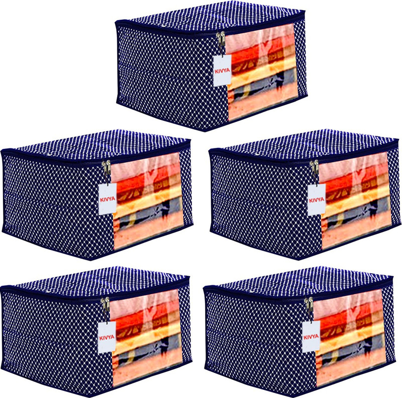 Kivya Garment cover | storage organizer Saree Covers For Wardrobe Storage Organizer Clothes Bags For Closet Organiser - Set of 5 IEJFSDJ89(Purple)