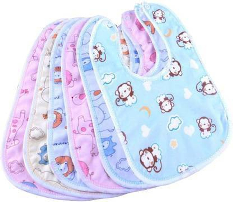 Akash International Waterproof | Washable | Baby Bibs| Double Layer | Baby Bib for Feeding Set of 6(Multicolor)