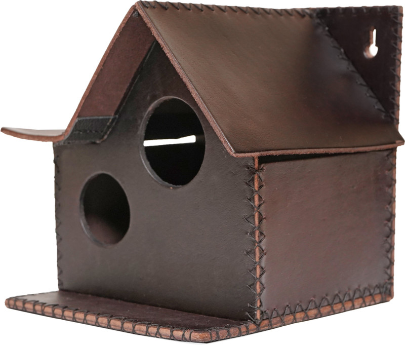 Sparrow Daughter Leather birdhouse with Two Holes Nest Box for Garden,Outdoor Decor Bird House(Wall Mounting)