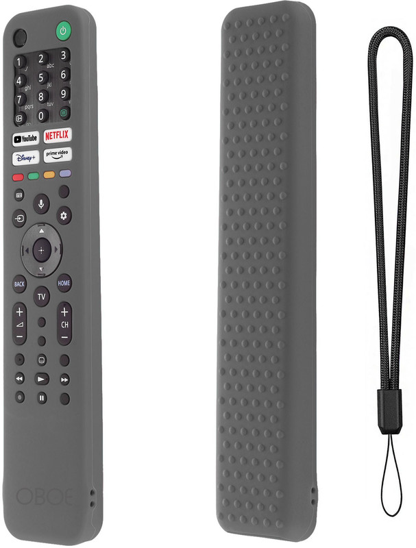 Oboe Front & Back Case for Sony Smart Tv A80J X80J X85J X90J X95J Voice Remote RMF-TX520P Protective Cover with Loop 1(Grey, Shock Proof, Silicon, Pack of: 1)