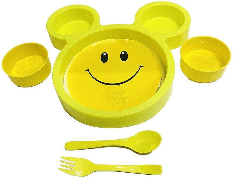 ShubhKraft Return Gift In Bulk Mickey Shaped Lunch/Dinner Plates With Spoon & Fork (1 Pcs)