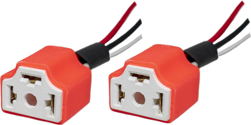 Ovicart H4 Car Motorcycle Headlight Ceramic Bulb Holder 3 Pin Female Socket Wire - 2Pcs Headlight Motorbike LED (12 V, 36 W)(Universal For Car, Pack of 2)