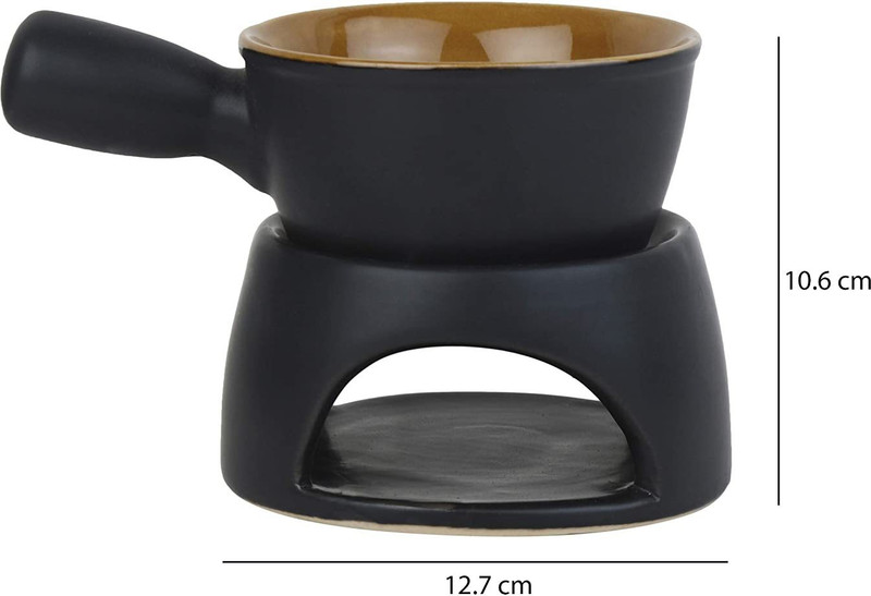 Pure Source (India) Multipurpose Ceramic Fondue Set(Black)
