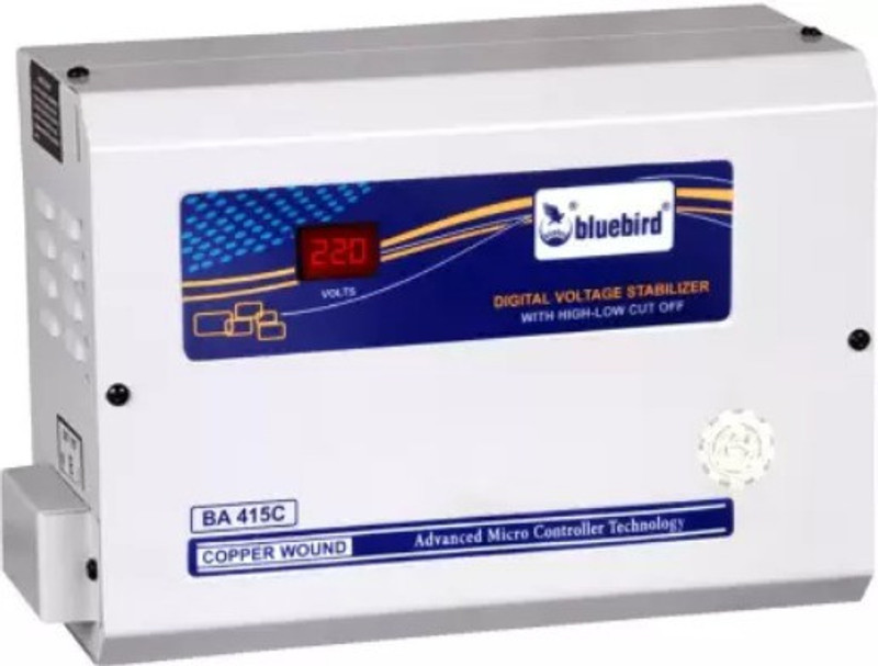 Bluebird 4KVA Copper Wounded Digital Voltage Stabilizer With High low cut-off( 150-270V) Voltage Stabilizer (BA415C HLC)(Grey)