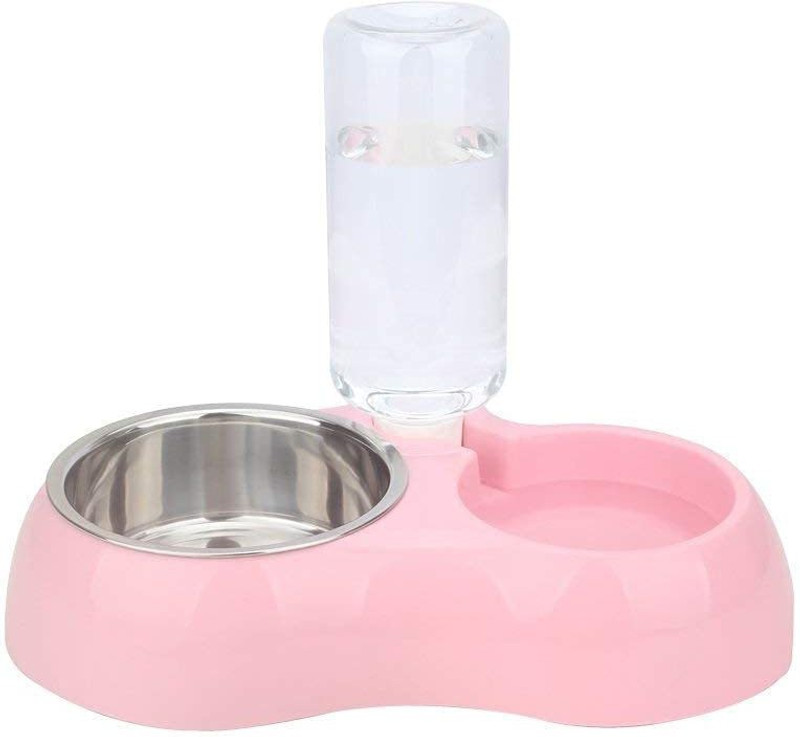 Fariox Plastic Pet Bowl & Bottle(500 ml Pink, White)