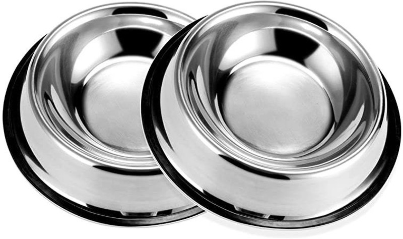 Furever Friends Dog/Cat Food & Water Bowl, Pet Feeding Bowl for Dogs & Cats (Silver,400ml) Stainless Steel Pet Bowl(400 ml Silver)