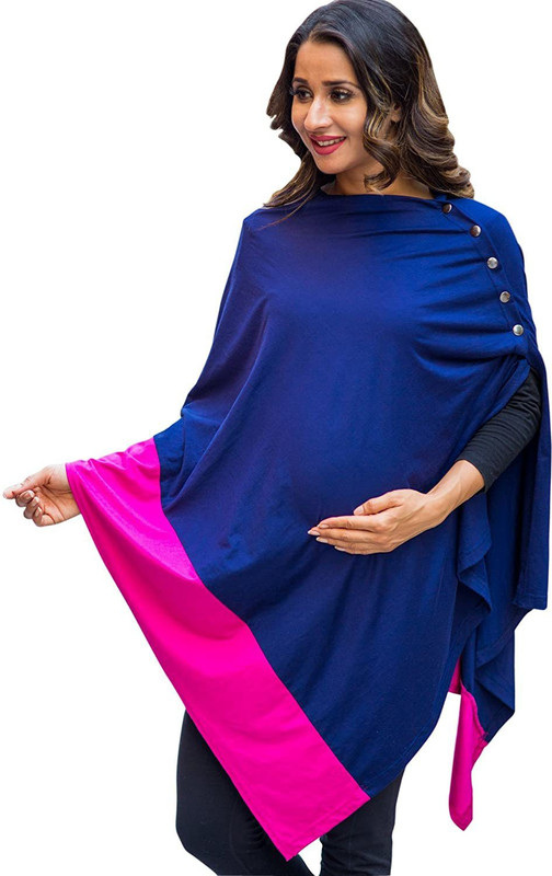 MOMZJOY Blue Contrast Versatile Nursing Stole Ladies Feeding Cloak(Bue)