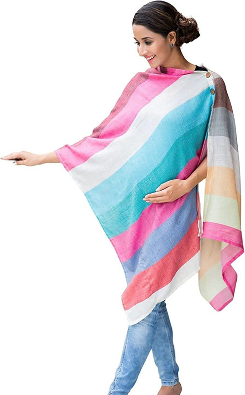 MOMZJOY Women's Multicolor Luxe Striped Nursing Stole Feeding Cloak(Multicolor)