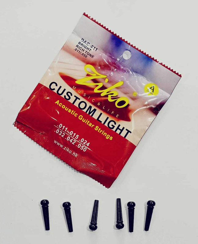 Ziko Acoustic BLACK AND BRIDGE PIN Guitar String(6 Strings)