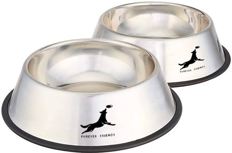 Furever Friends Stainless Steel Dog Bowl Medium 700 ml Stainless Steel Pet Bowl(700 ml Silver)