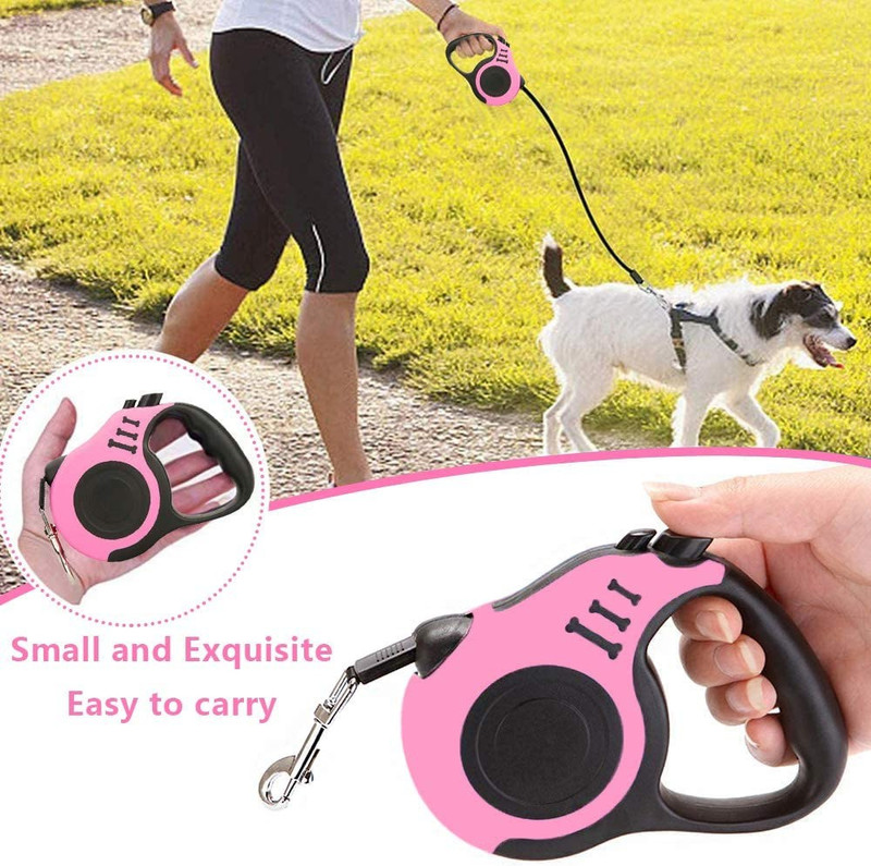 WunderVoX Dog Cat Puppy Automatic Retractable Traction Rope Walking Leash 500 cm Dog & Cat Strap Leash(Pink)
