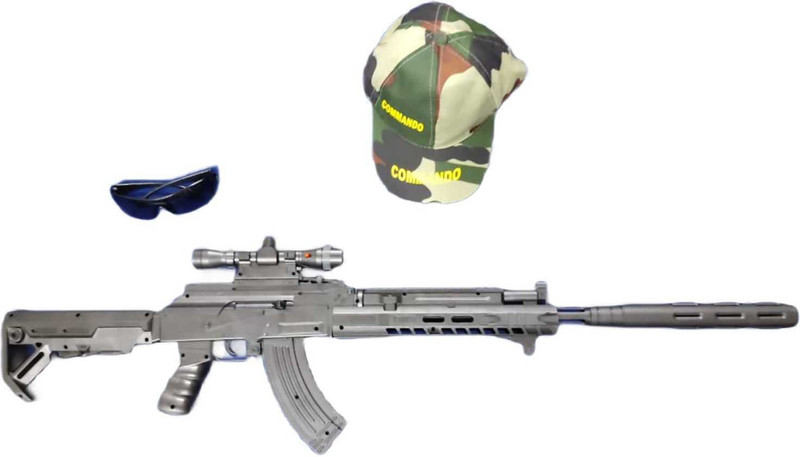 ZillionBillion 92 cm long toy gun with specs googles bb bullets Darts & Plastic Bullets(Grey)