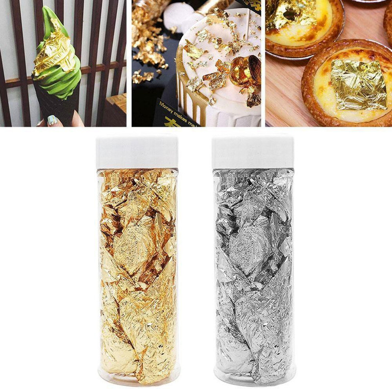ALAMDAAR 4 Golden Foil Flakes For Decorating Cake Borders & Other Sweets Baking Glitters Cake Topper(Multicolor Pack of 4)