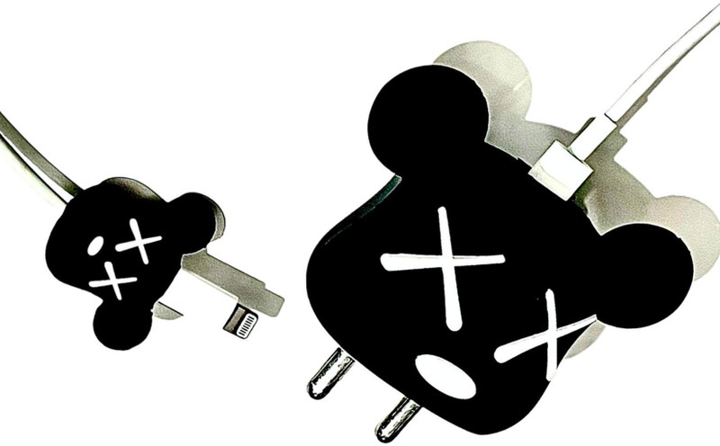 iWishKart Cute Cartoon Black Bear Charger Case Cable Protector(Black)