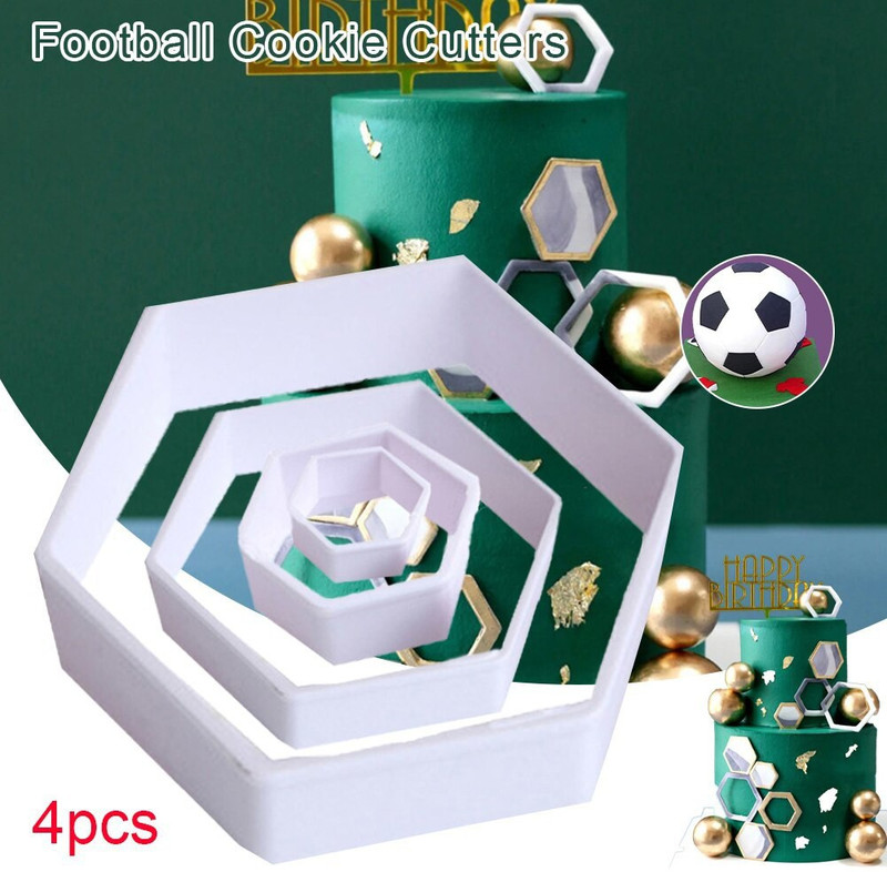 ALAMDAAR 4Pcs Football Theme Plastic Plunger Fondant Gumpaste Biscuit Decorating Tools Cookie Cutter(Pack of 4)