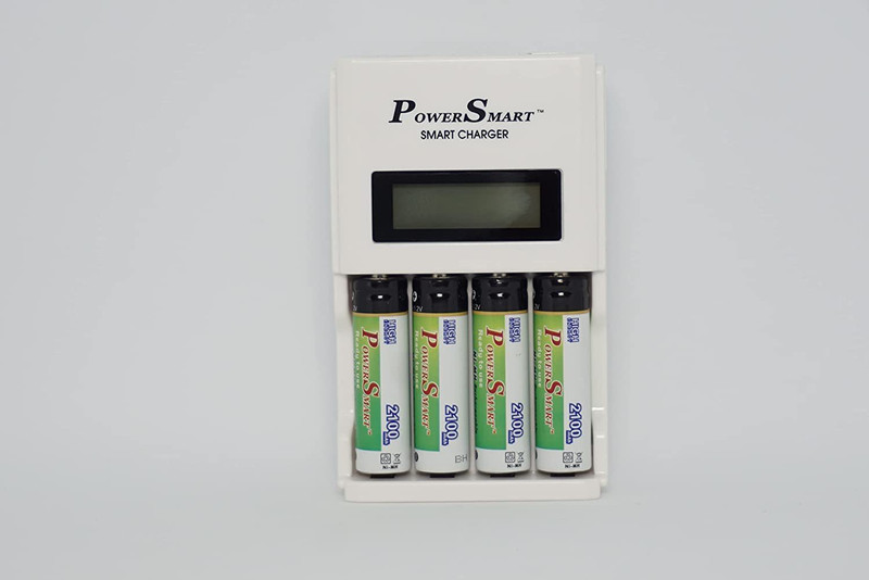Power Smart PS 451+2100 BP4 Smart Charger AA-AAA NiCd-NiMH LCD Fast Auto Cut Off Charger  Camera Battery Charger(White)