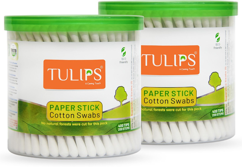 Tulips biodegradable Cotton Buds in a Paper Stick 200 Jar(2 Units)