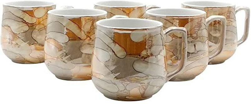 RAGHAV EMPORIUM Pack of 6 Ceramic Premium 01 lauster design cup set(Multicolor, Cup Set)