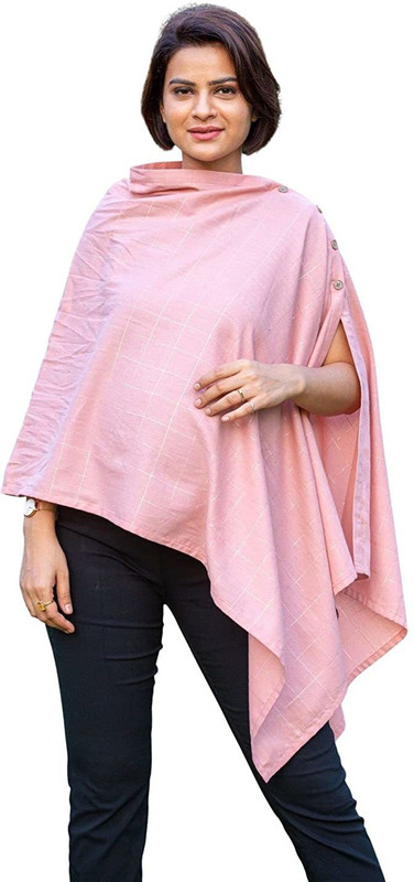 MOMZJOY Women's Rose Peach Cotton Nursing Stole Feeding Cloak(Peach)