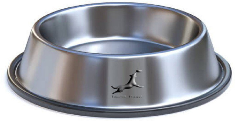 chullbull pet products Dog/Cat Food & Water Bowl (Small,Round), Highly Durable & Portable Stainless Steel Pet Bowl(400 ml Silver)