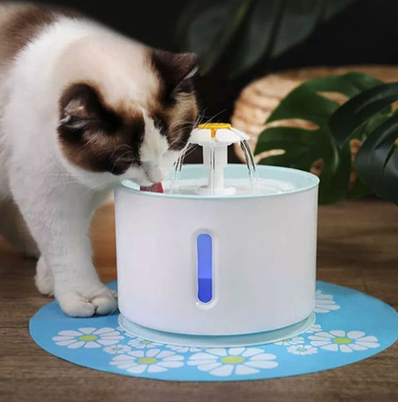 24x7eMall Pet Fountain Round with 2 Nozzles , Automatic Cat Water Fountain(Plastic)