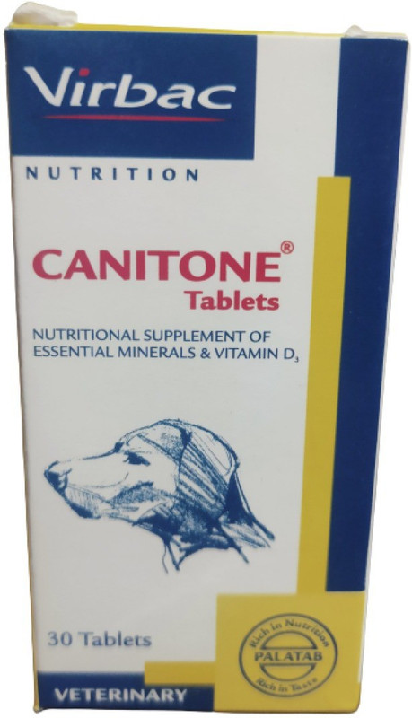 Virbac CANITONE Tablets Calcium supplement Tablets for Dogs 30 Tablets Pet Health Supplements(30 Pieces)