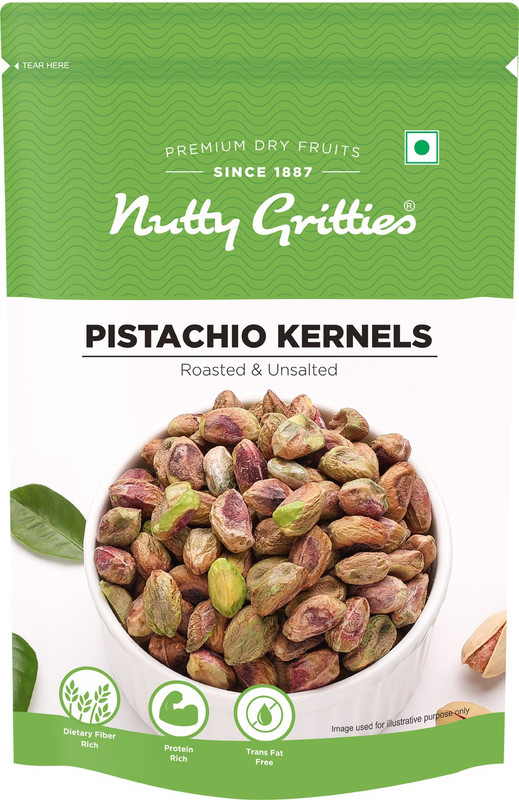 Nutty Gritties Pista Kernels, No Shells, Roasted Unsalted Pistachios (100 g)