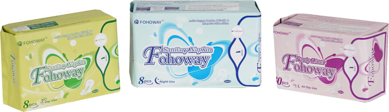 fohoway Active oxygen & NEGATIVEION RELEX SOFT COTTEN (Day Night PantyLiner)(46 Pc) Sanitary Pad(Pack of 46)