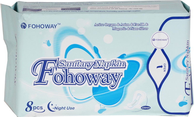 fohoway Active oxygen & Anion & far IR & Magnetic & Nano Silver Night(8Pcs) (Pack of 4) Sanitary Pad(Pack of 32)