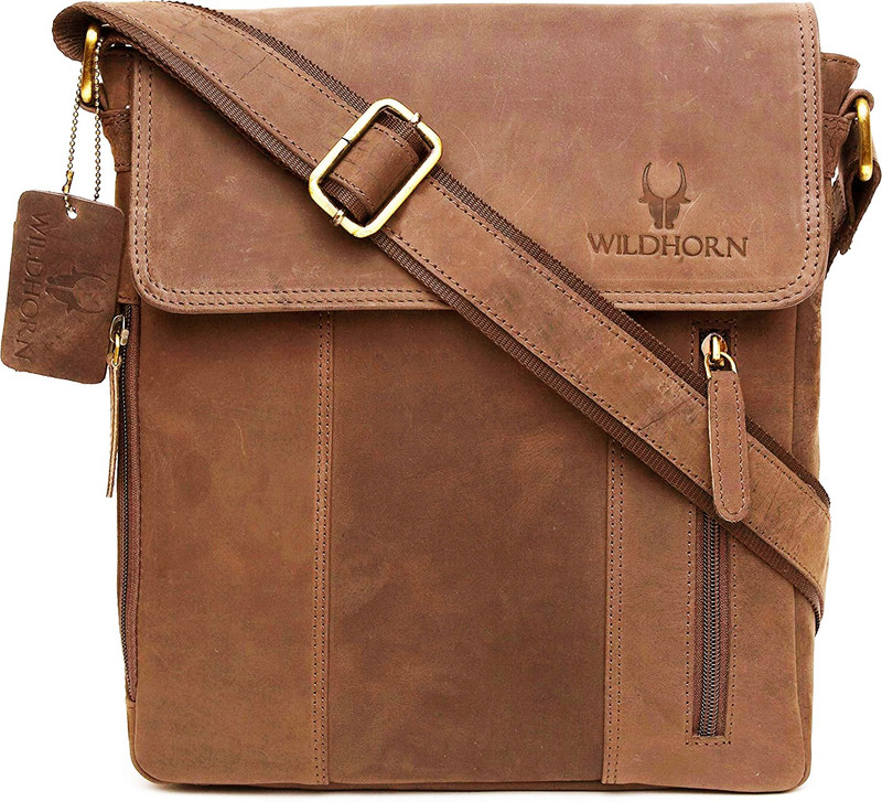 WILDHORN Tan Sling Bag Leather Sling Messenger Bag for Men