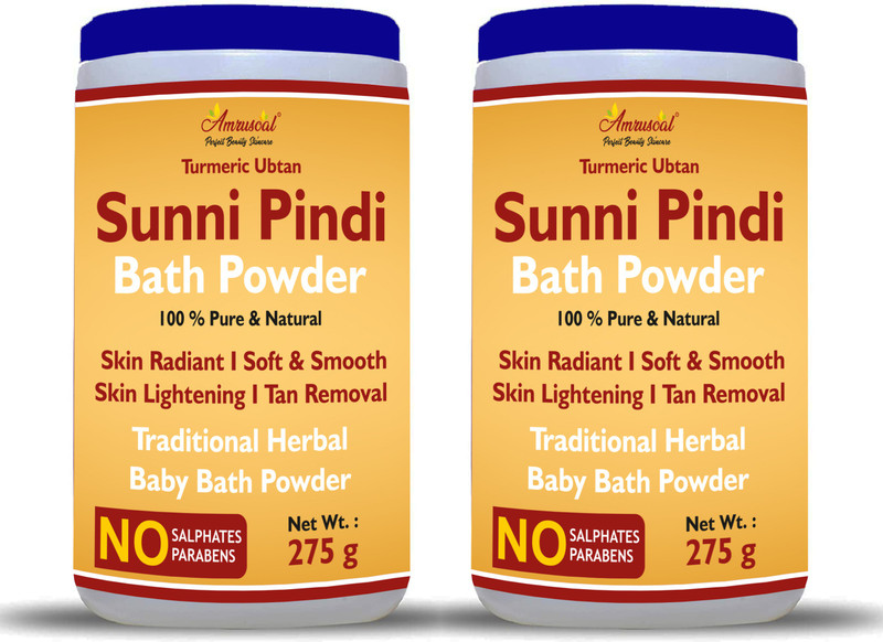 AMRUSOAL Premium Ubtan Sunni Pindi Bath Powder | Herbal Turmeric Bath Powder(2 x 275 g)