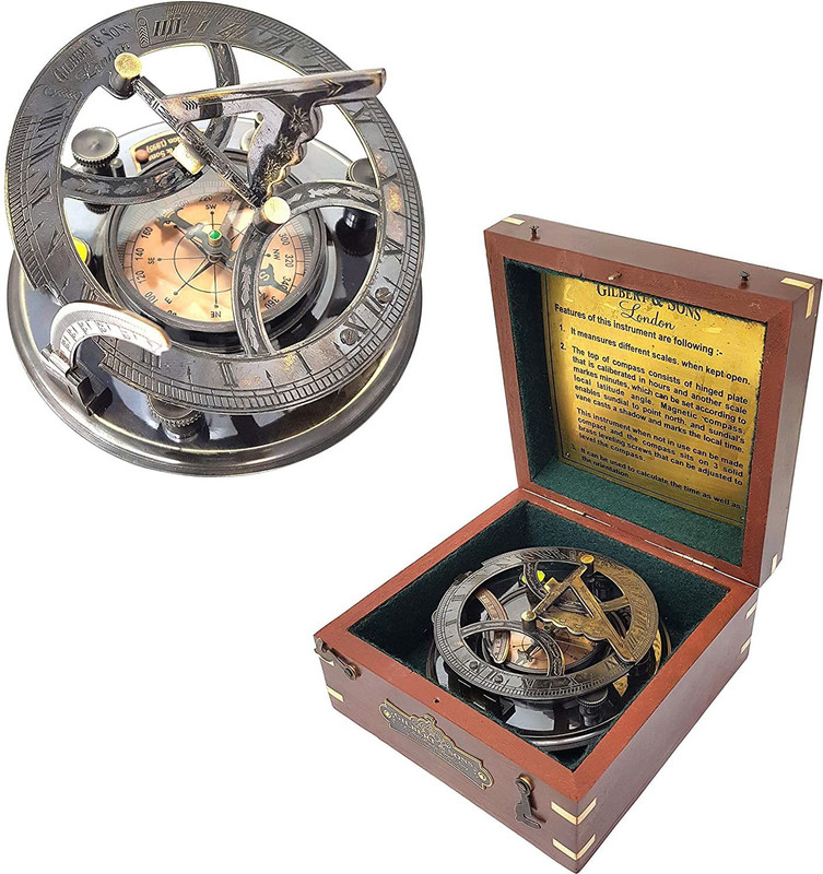 Medieval Sundial Compass Brass Nautical Compass Vintage Compass Compass(Brown)