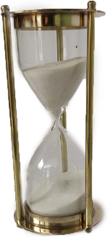 uniqueneeds Brass Sand Timer with White Sand Unique Nautical Classic Hourglass Analog Kitchen Timer