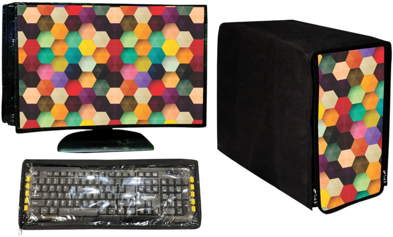Wacky Computer Cover Full Set for 19 inch Computer Monitor, Keyboard (8*18 Inch) and CPU (7.5*18*16 Inch)  - CC-19-IN-M-PEACH_P1(Multicolor)