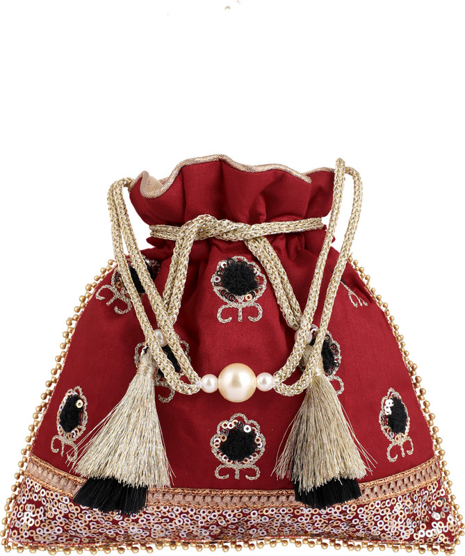 MASQ potli_ek_Bagh_red_s_01 Wristlet