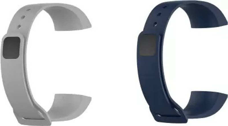 UNQT Combo of 2 PCS Silicone Strap for Mi Band 4C/Redmi 4C Band Strap (Blue, Grey) Smart Band Strap(Grey, Blue)