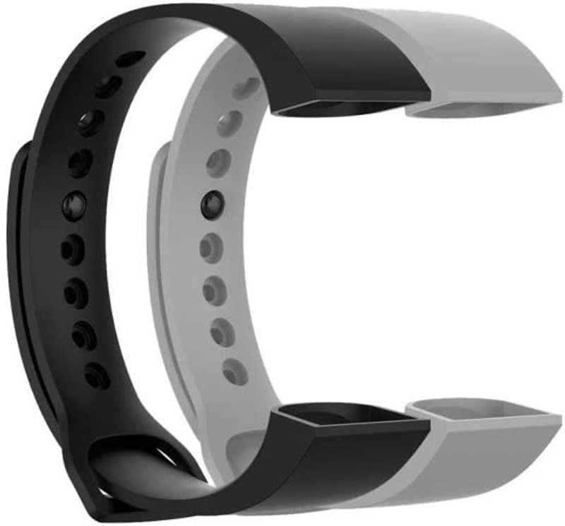 UNQT Pack of 2 Meyaar silicon Straps Xiaomi Mi Band 4C Redmi Smart Watch Only Smart Band Strap(Black, Grey)
