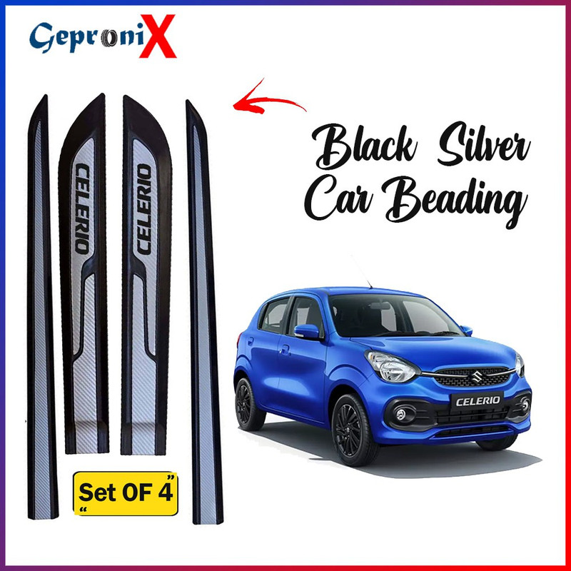 GEPRONIX Car Beading Door Protector Silver Black Colour Compatible for Maruti Celerio Car Beading Roll For Door(5 m)