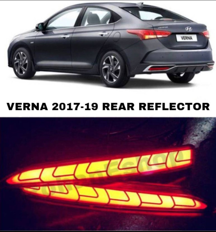 RohanEshop Hyundai Verna 2017-19 ( 2 Function ) Imported Rear Bumper Reflector Type - B Car Reflector Light(Red)