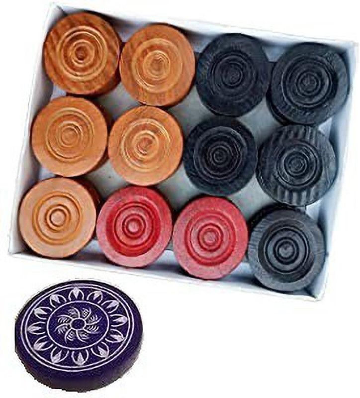 Trex Sports Carrom Board 8MM Wooden Coins with Striker Carrom Pawns Carrom Pawns(Pack of 24)