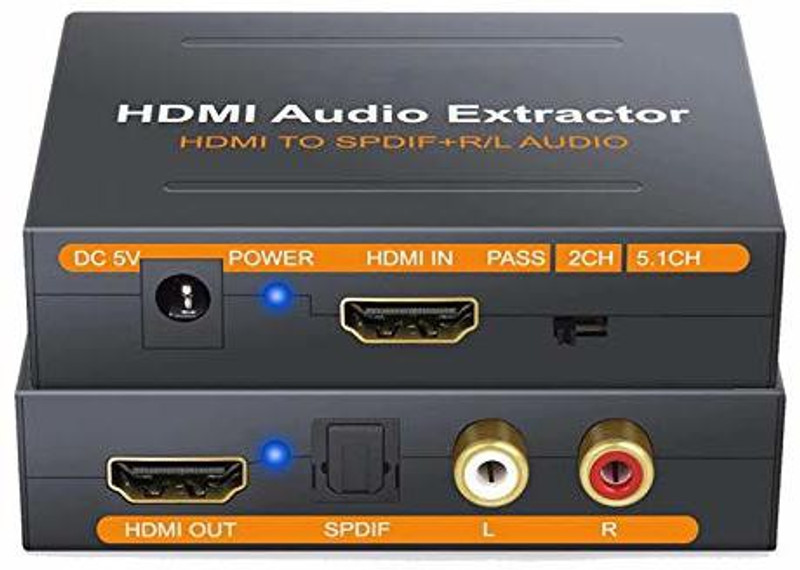 ezcap HDMI to HDMI Audio Extracto Optical SPDIF RCA L/R Audio Video Converter Adapter Media Streaming Device(Black)