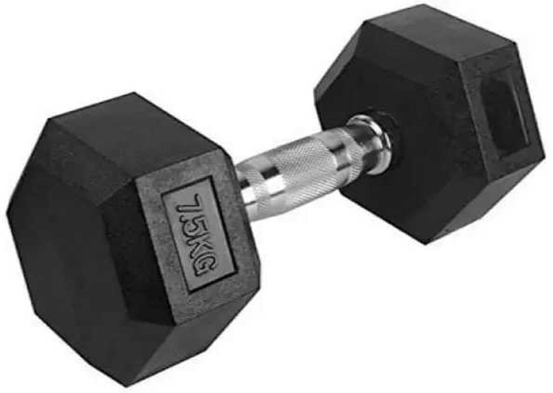VKT Hexagonal Dumbbells Rubber Coated Dumbbell (7.5 kg) (Set of 1) Fixed Weight Dumbbell(7.5 kg)