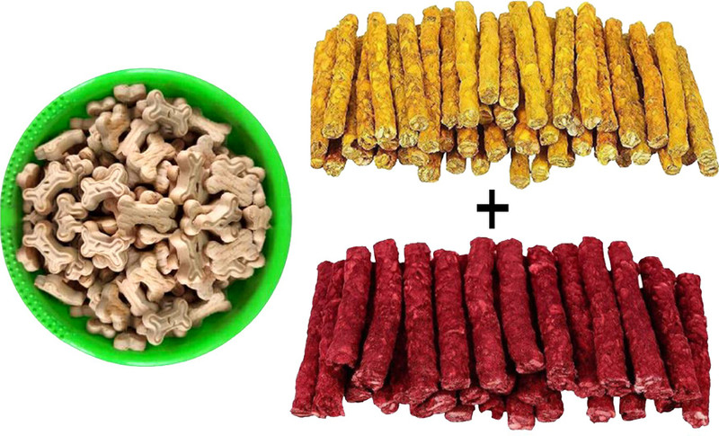 Unik Biscuit Combo: 250gm Multigrain Mutton Biscuits + 500gm Mix Flavor Chew Sticks Mutton 0.75 kg (3x0.25 kg) Dry New Born, Young, Adult Dog Food